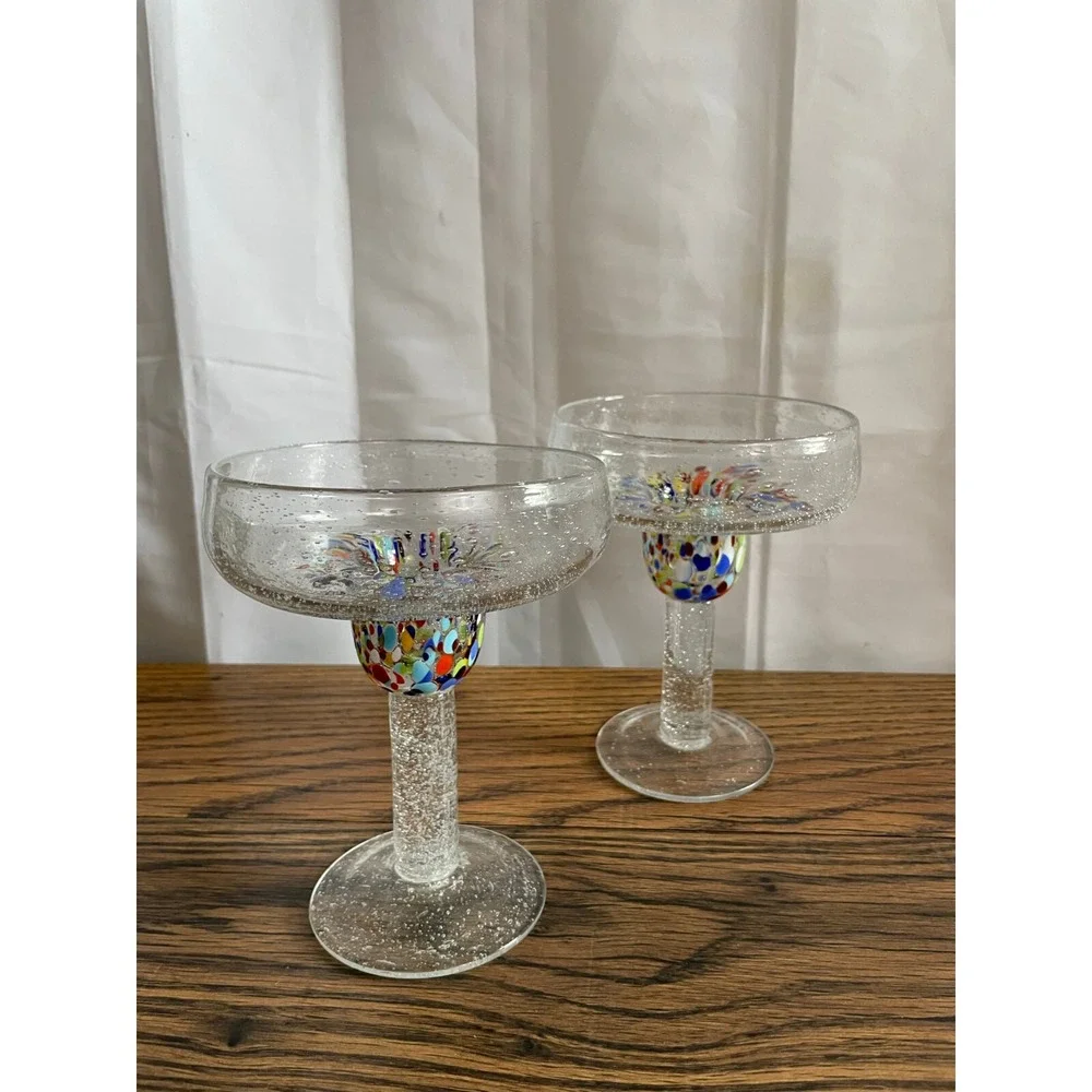 Set of 2 Beautiful Baha Confetti Marquerita‎ Glasses